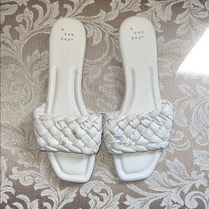 A New Day Women's White Braided Slide Sandals